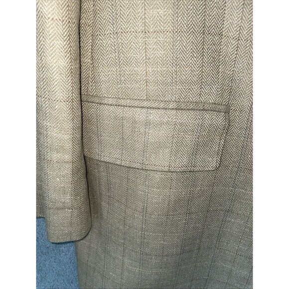 Chaps Ralph Lauren Blazer Mens 41R Beige Silk Wool Linen Plaid Buttons Career‎ - Picture 7 of 12